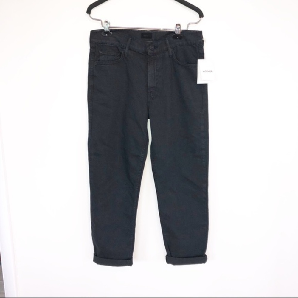 Mother The Dropout Black Crop Boyfriend Slim Jeans - Picture 3 of 7